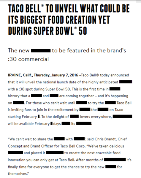 Taco Bell Revealing Its Next Big Menu Item At Super Bowl 50