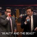 Josh Gad Sings Beauty & The Beast With Voice-Changing Microphone!